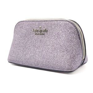 Kate Spade New York Shimmy Tinsel Glitter Fabric Small Cosmetic Case Lilac Frost